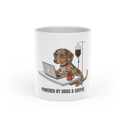 Powered by Dogs and Coffee | Heart-Shaped Mug | 11oz