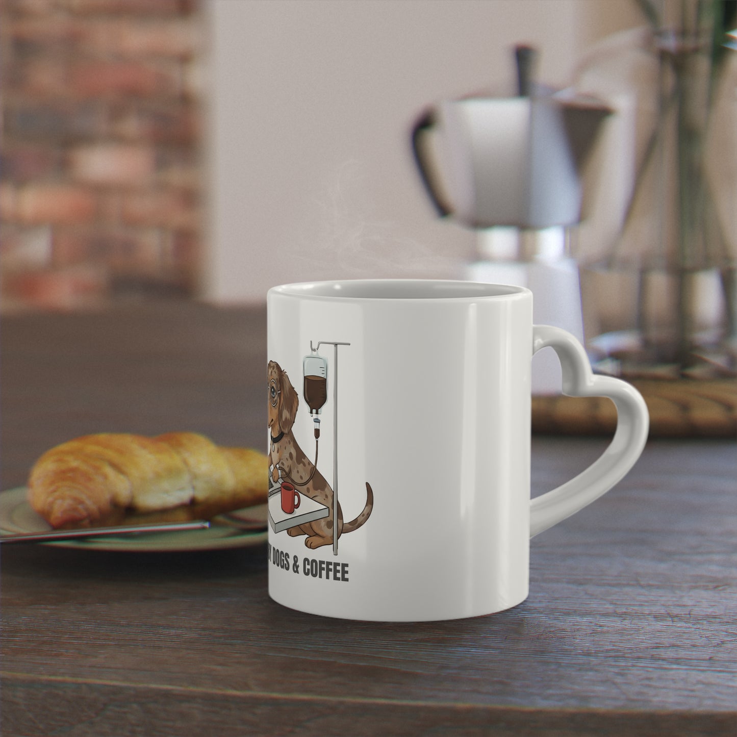 Powered by Dogs and Coffee | Heart-Shaped Mug | 11oz
