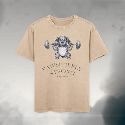 Pawsitively Strong | Monochrome Edition Unisex Acid Wash Oversized Tee