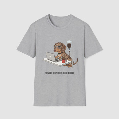 Powered by Dogs and Coffee | Unisex Softstyle T-Shirt