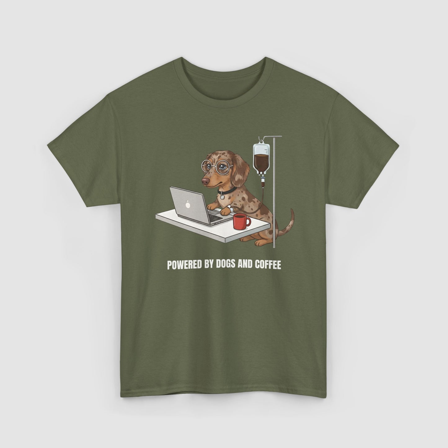 Powered By Dogs & Coffee | Unisex Heavy Cotton T-Shirt