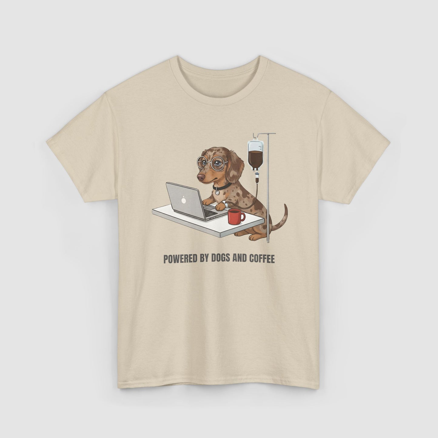 Powered By Dogs & Coffee | Unisex Heavy Cotton T-Shirt