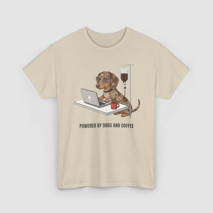 Powered By Dogs & Coffee | Unisex Heavy Cotton T-Shirt