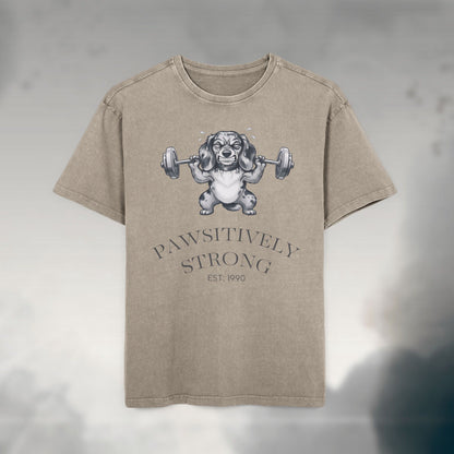 Pawsitively Strong | Monochrome Edition Unisex Acid Wash Oversized Tee