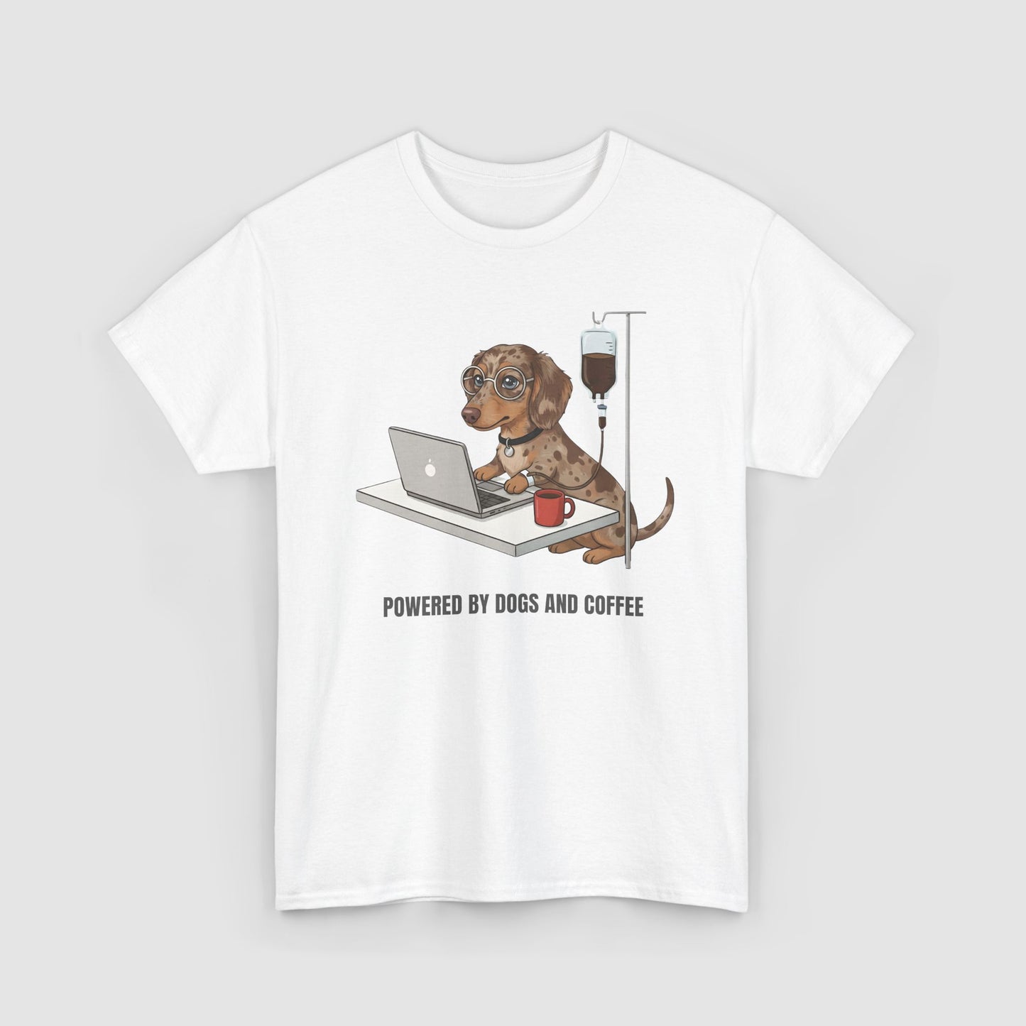 Powered By Dogs & Coffee | Unisex Heavy Cotton T-Shirt