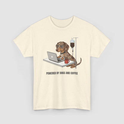 Powered By Dogs & Coffee | Unisex Heavy Cotton T-Shirt