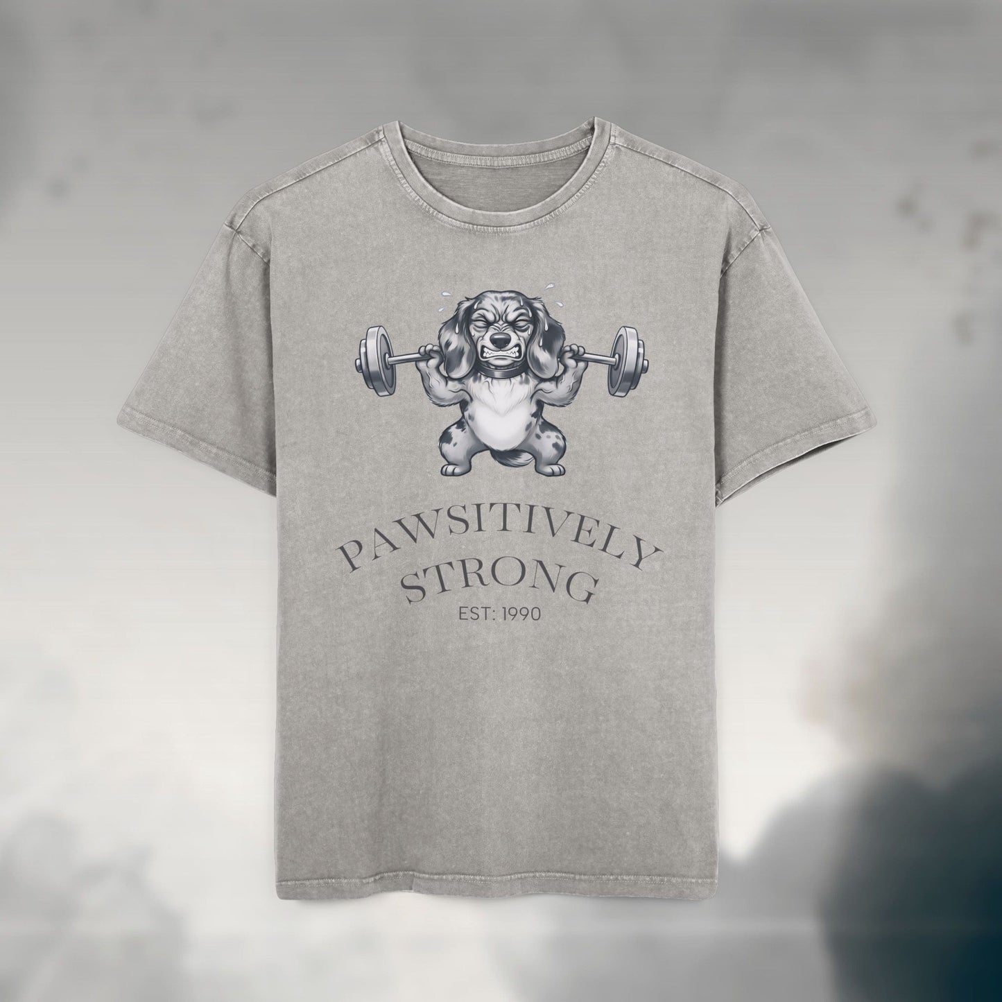 Pawsitively Strong | Monochrome Edition Unisex Acid Wash Oversized Tee