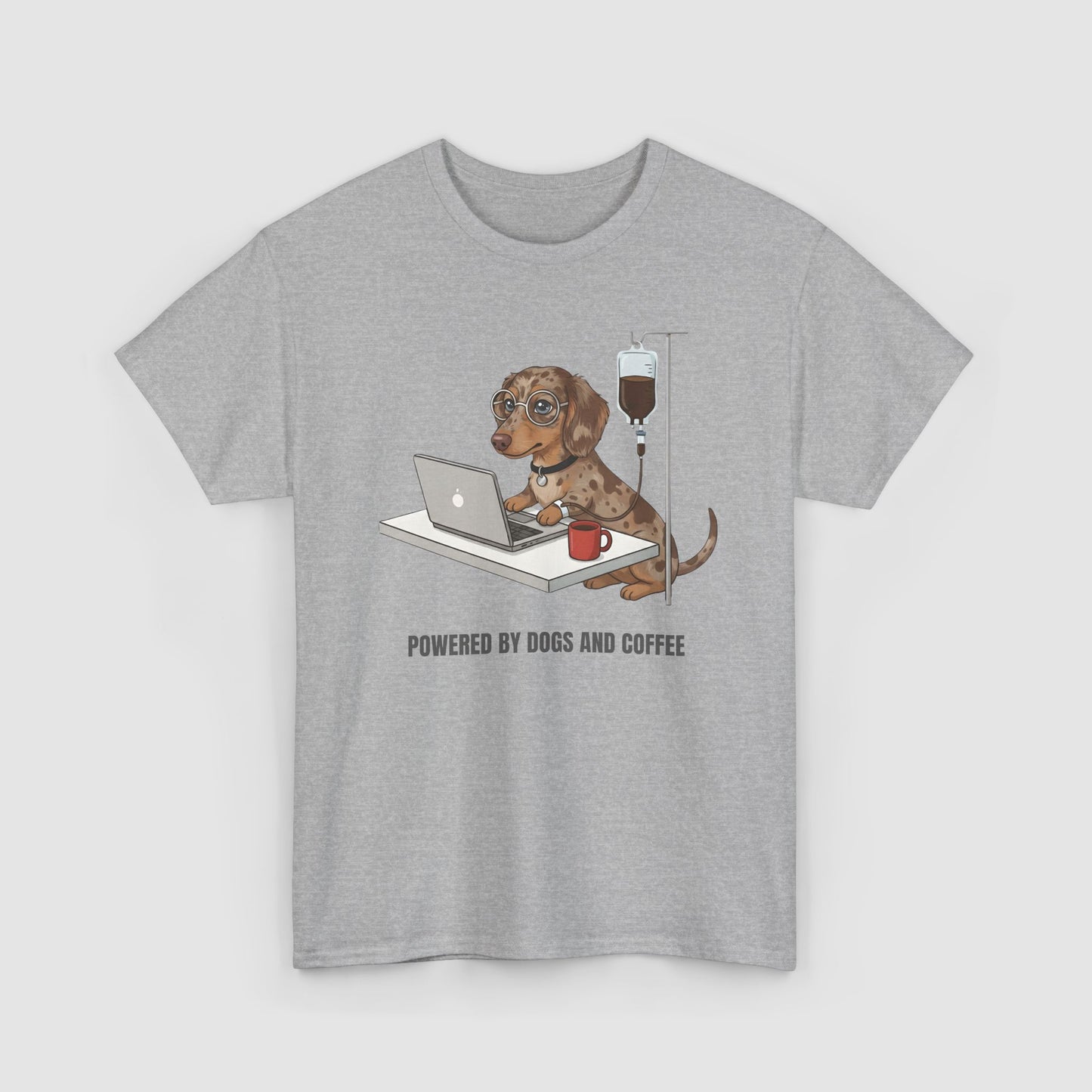 Powered By Dogs & Coffee | Unisex Heavy Cotton T-Shirt