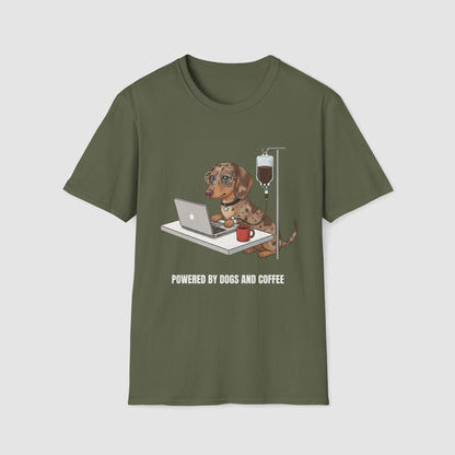 Powered by Dogs and Coffee | Unisex Softstyle T-Shirt