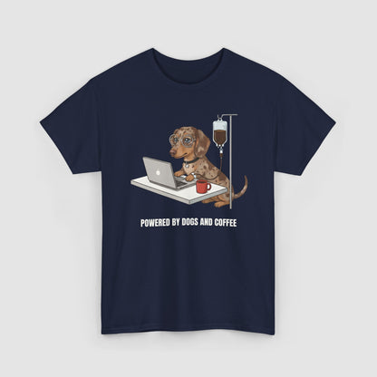Powered By Dogs & Coffee | Unisex Heavy Cotton T-Shirt
