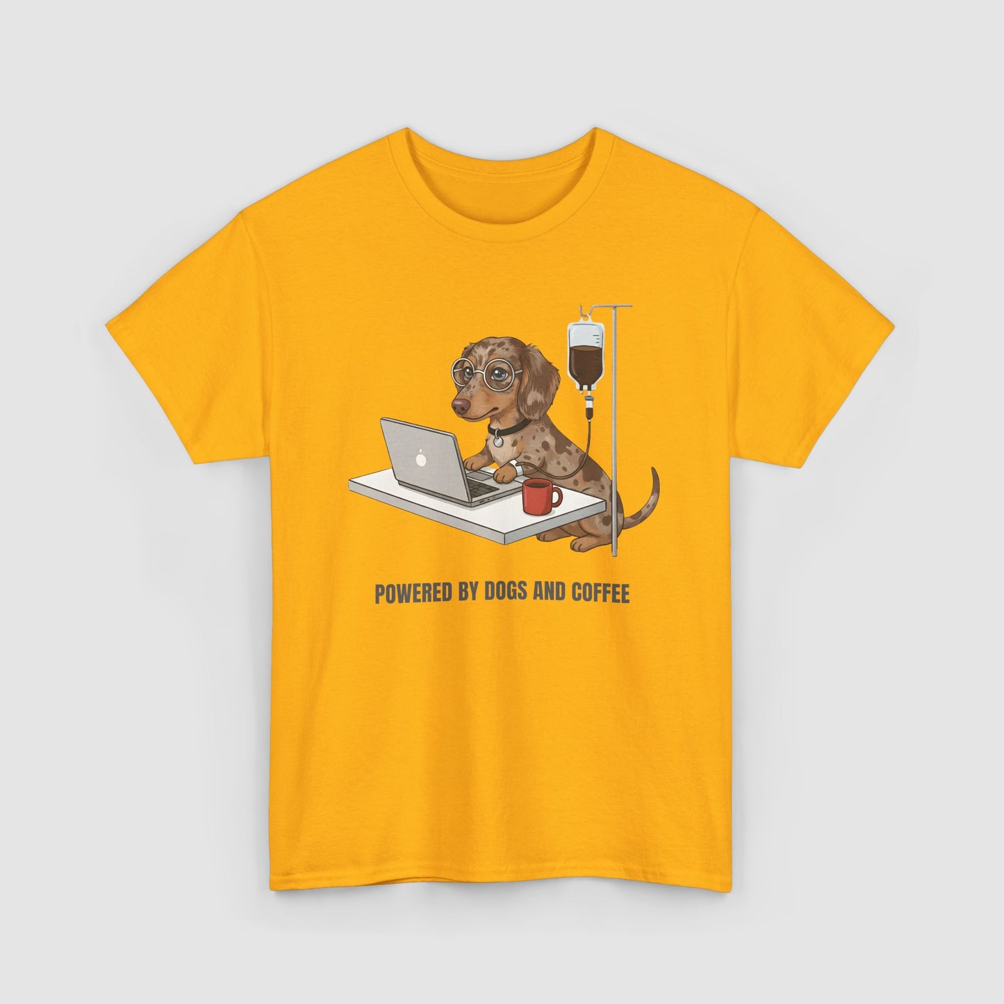 Powered By Dogs & Coffee | Unisex Heavy Cotton T-Shirt