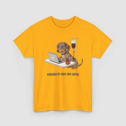 Powered By Dogs & Coffee | Unisex Heavy Cotton T-Shirt