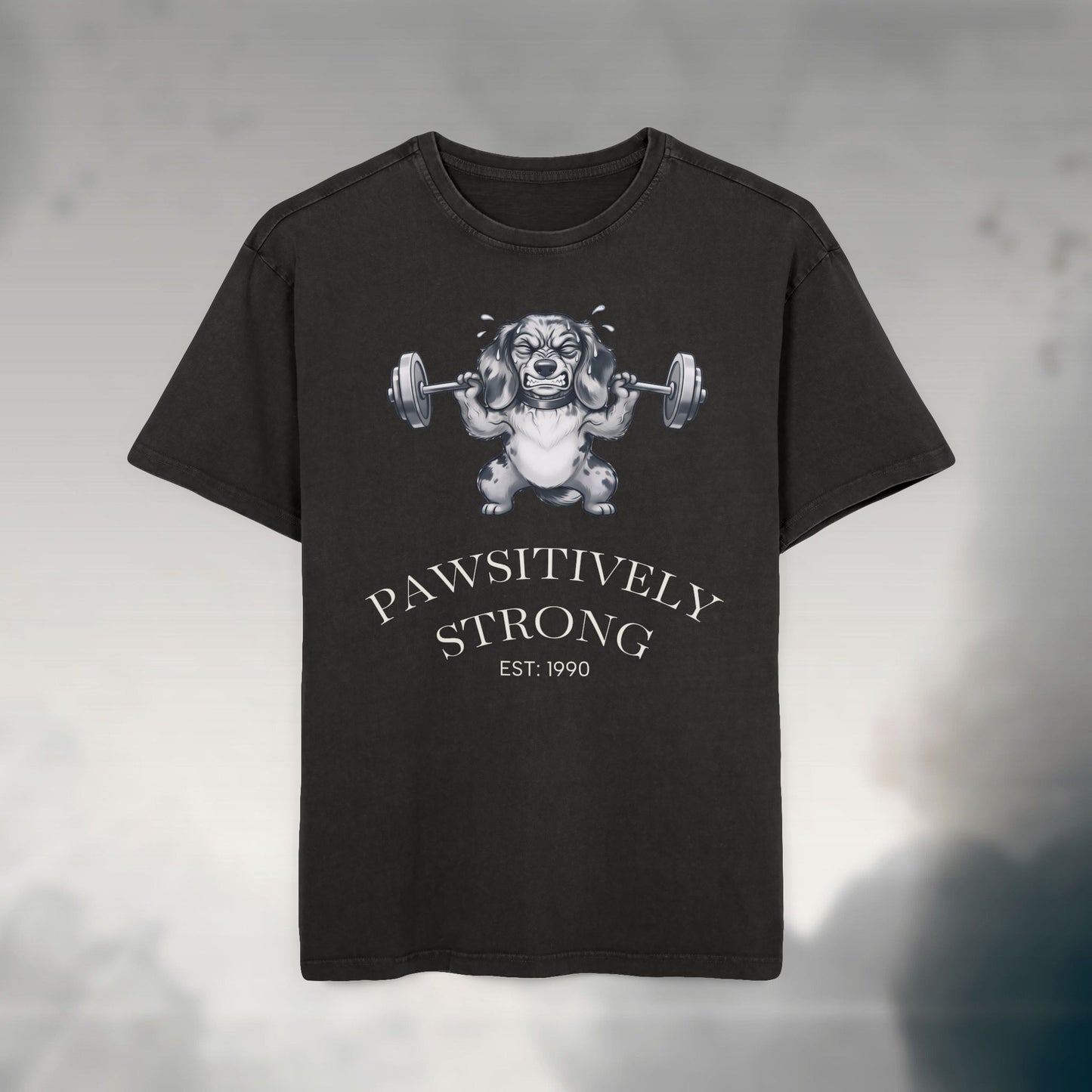 Pawsitively Strong | Monochrome Edition Unisex Acid Wash Oversized Tee