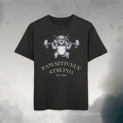 Pawsitively Strong | Monochrome Edition Unisex Acid Wash Oversized Tee