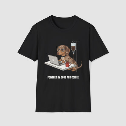 Powered by Dogs and Coffee | Unisex Softstyle T-Shirt