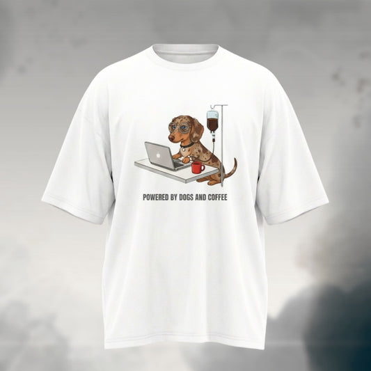 Powered By Dogs & Coffee | Unisex Heavy Cotton T-Shirt