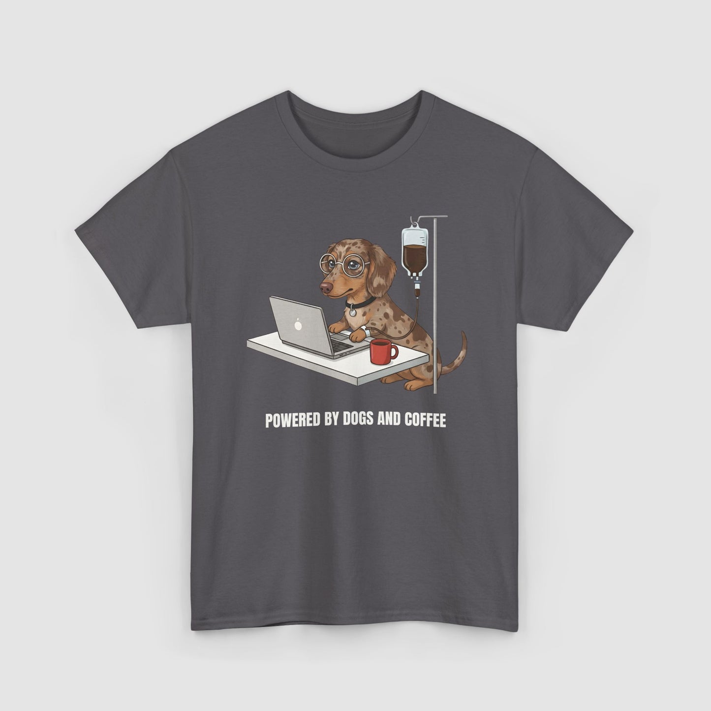 Powered By Dogs & Coffee | Unisex Heavy Cotton T-Shirt
