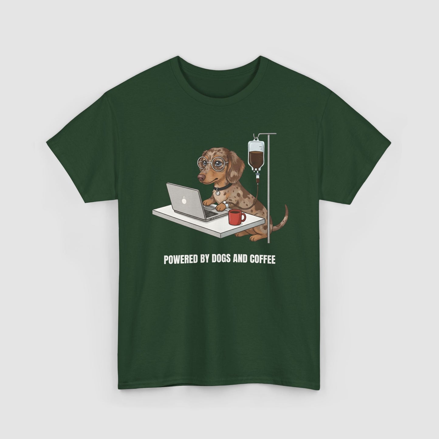 Powered By Dogs & Coffee | Unisex Heavy Cotton T-Shirt