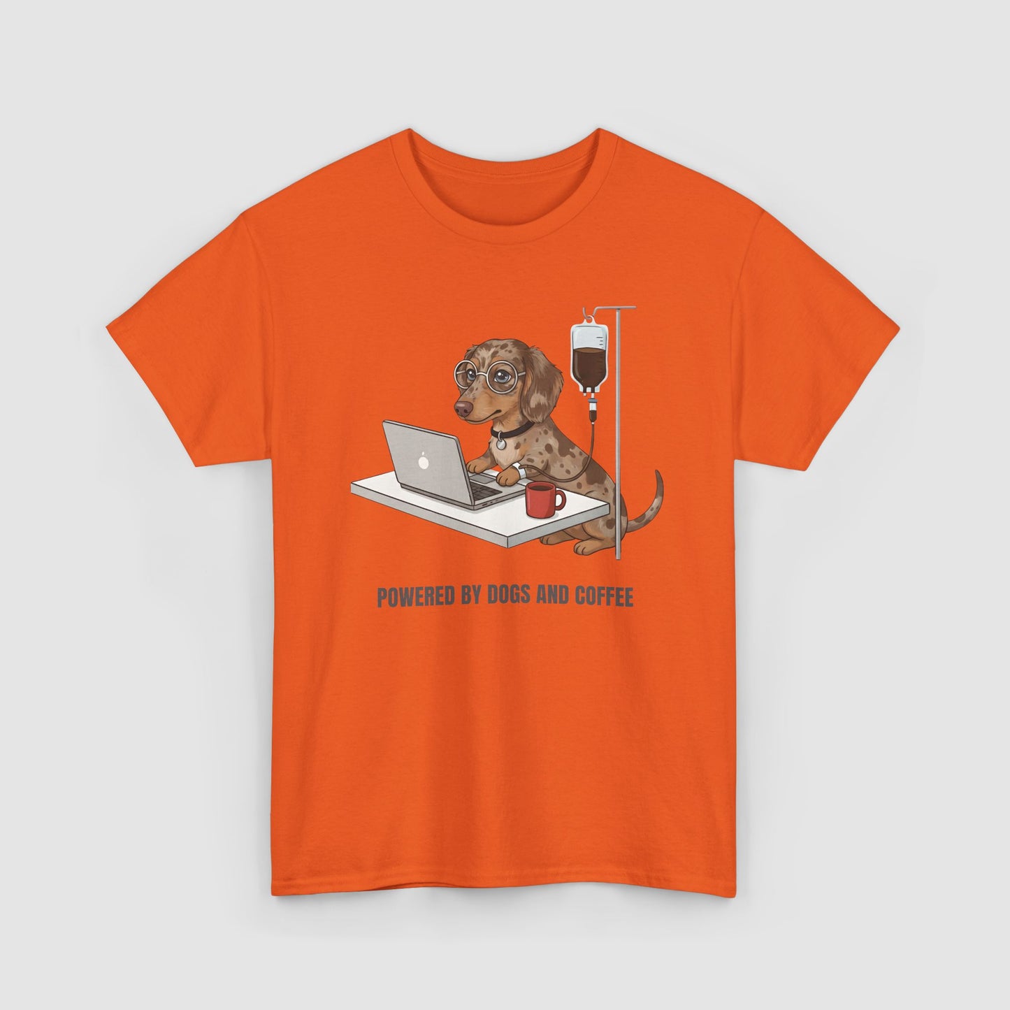Powered By Dogs & Coffee | Unisex Heavy Cotton T-Shirt