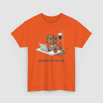Powered By Dogs & Coffee | Unisex Heavy Cotton T-Shirt