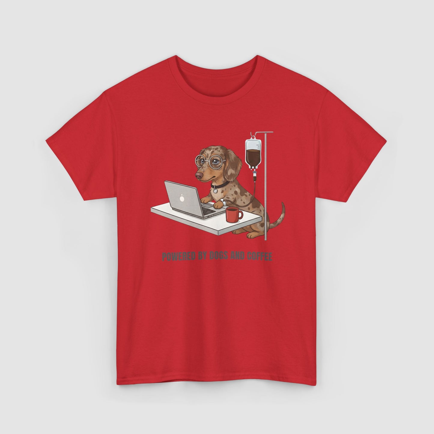 Powered By Dogs & Coffee | Unisex Heavy Cotton T-Shirt