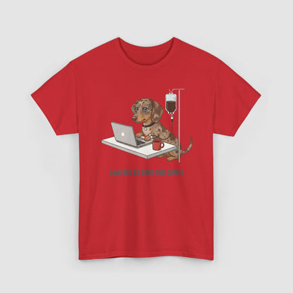 Powered By Dogs & Coffee | Unisex Heavy Cotton T-Shirt