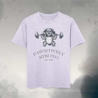 Pawsitively Strong | Monochrome Edition Unisex Acid Wash Oversized Tee