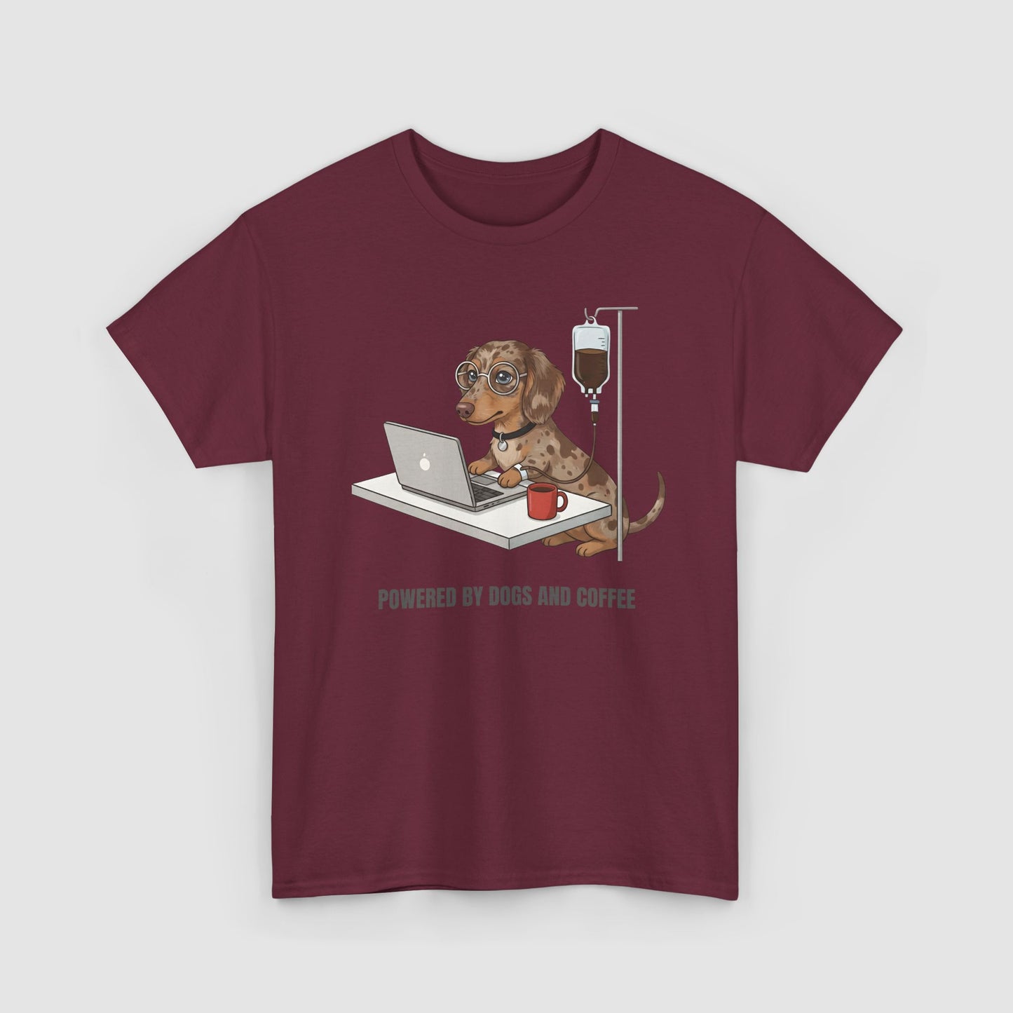 Powered By Dogs & Coffee | Unisex Heavy Cotton T-Shirt