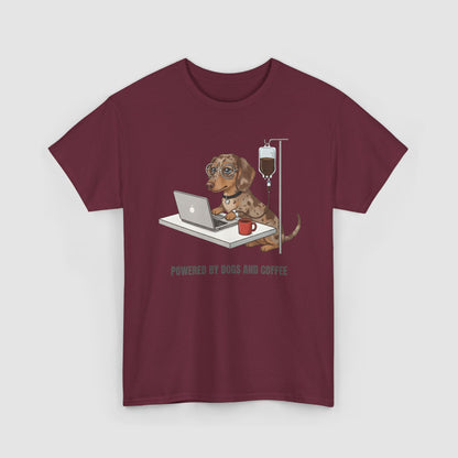Powered By Dogs & Coffee | Unisex Heavy Cotton T-Shirt