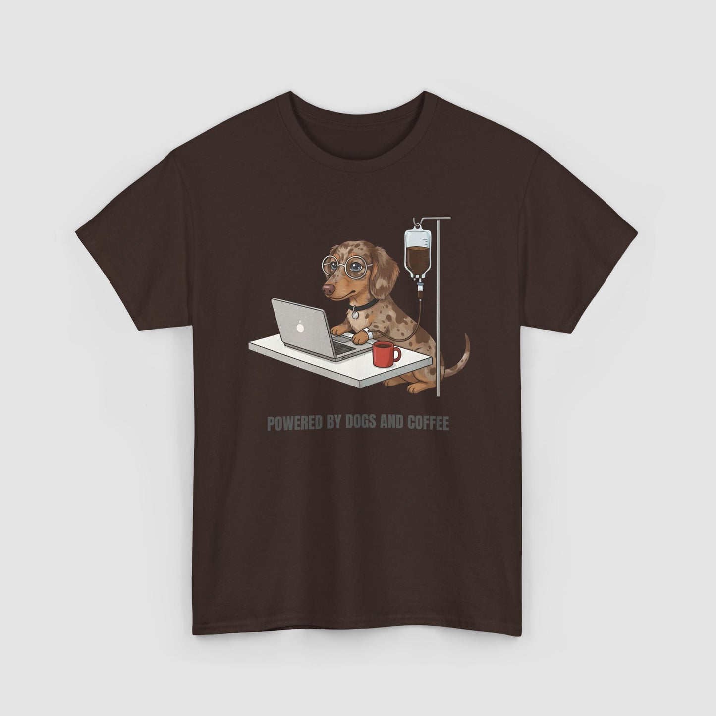 Powered By Dogs & Coffee | Unisex Heavy Cotton T-Shirt