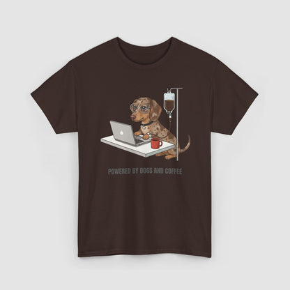 Powered By Dogs & Coffee | Unisex Heavy Cotton T-Shirt