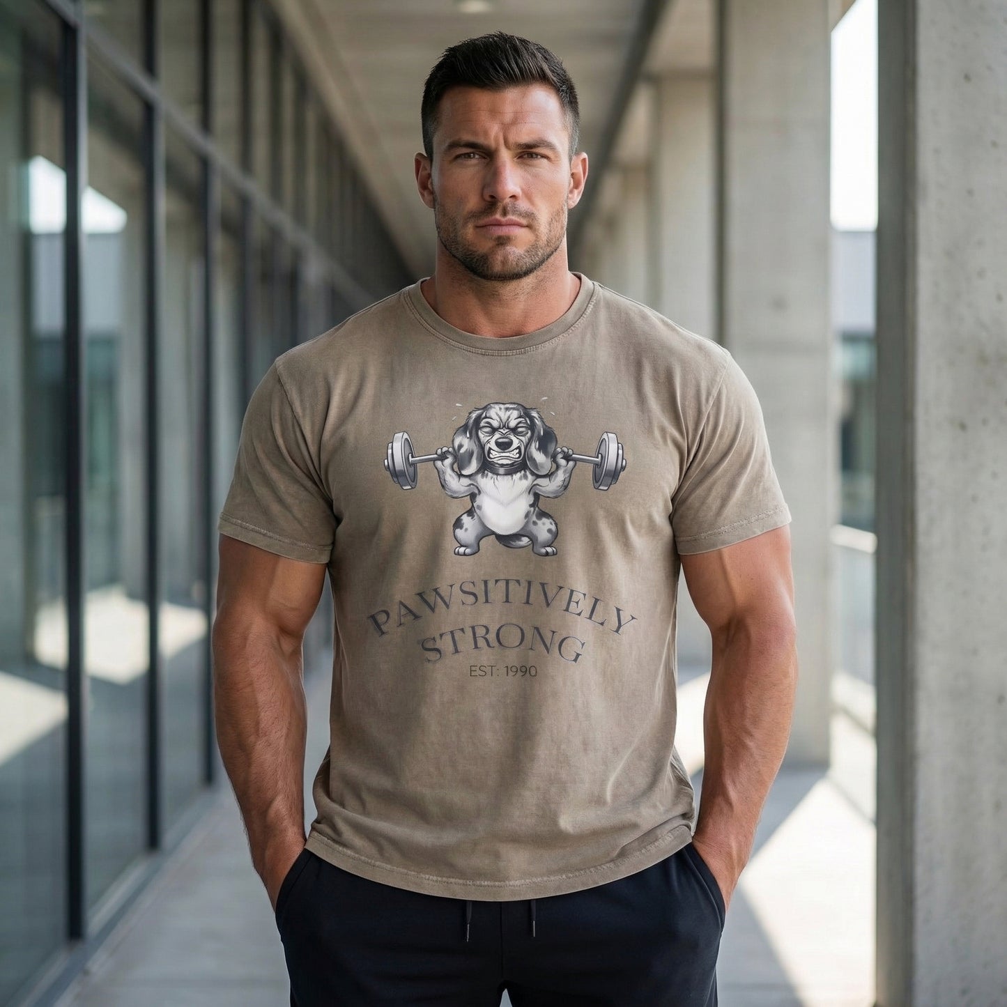 Pawsitively Strong | Monochrome Edition Unisex Acid Wash Oversized Tee