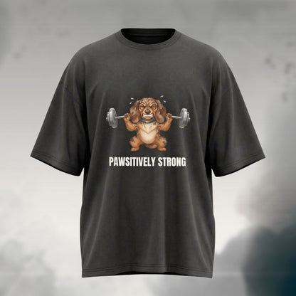 Pawsitively Strong | Oversized Unisex Acid Wash T-Shirt