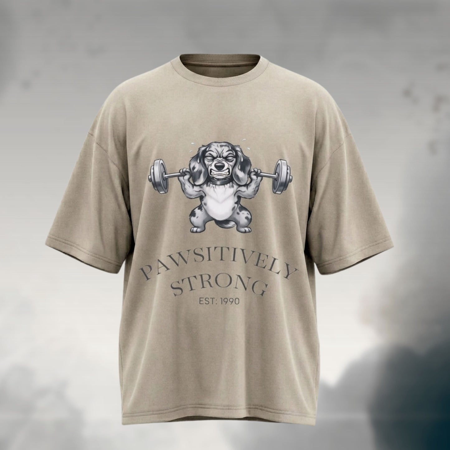 Pawsitively Strong | Monochrome Edition Unisex Acid Wash Oversized Tee